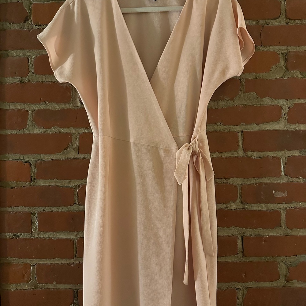 Elegant Peach Wrap Dress